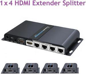 Up to 40m, LKV714Pro 1x4 HDMI Splitter Extender Device 1080P@60HZ Over CAT6/6A/7/8 Enternet Cable, Transmission up to 131ft with Loop-Out Local Display,Support IR Remote Control,EDID Function