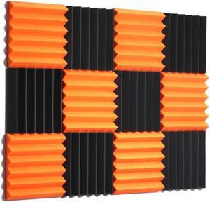 2" Orange and Black Acoustic Wedge Soundproofing Studio Tiles 12 pack