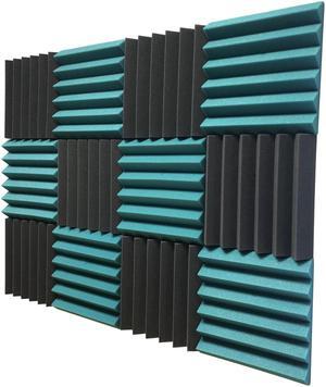 2" Teal and Black Acoustic Wedge Soundproofing Studio Tiles 12 pack