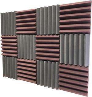2" Burgundy and Black Acoustic Wedge Soundproof Studio Tiles 12 pack