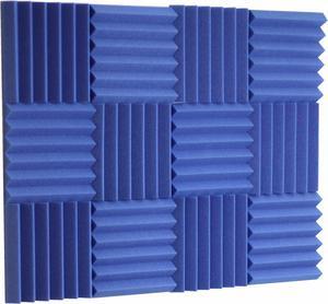 Wedge Acoustic Foam Sound Absorption Panels - Blue (12 Pieces)