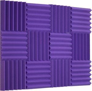Wedge Acoustic Foam Sound Absorption Panels - Purple (12 Pieces)