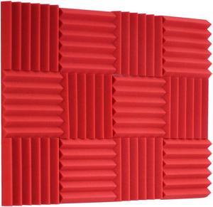 Wedge Acoustic Foam Sound Absorption Panels - Red (12 Pieces)