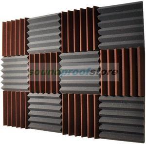 2x12x12-12PK BROWN/CHARCOAL Acoustic Wedge Soundproofing Studio Foam