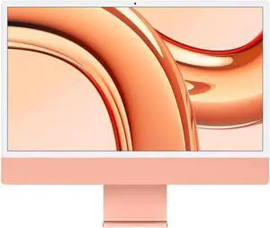 (Refurbished - Excellent) iMac 24 (Retina 4.5K 10GPU, Orange) 4.05Ghz 8-Core M3 (2023) 24 GB & 512 GB Flash HD 4480 x 2520 Display Mac OS
