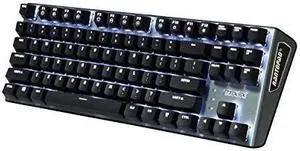 Rantopad MXX Mechanical Gaming Keyboard - 87 Keys,White Backlit, Blue Switches, Grey Aluminum Cover, N-Key Rollover