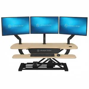 VersaDesk® 40" x 24" PowerPro Wide Electric Height Adjustable Standing Desk Converter for Dual Monitors & Laptop Workstation with USB Charging Port, Maple VersaDesk® 40" x 24" PowerPro Wide Electric Height Adjustable Standing Desk Converter for Dual Monitors & Laptop Workstation with USB Charging Port, Maple