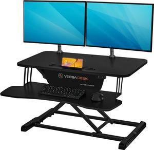 Versadesk Power Riser Standing Desk Converter, Height Adjustable Desk Riser, Electric Dual Monitor Standup Desktop Converter with Detachable Keyboard Tray, 32", Black