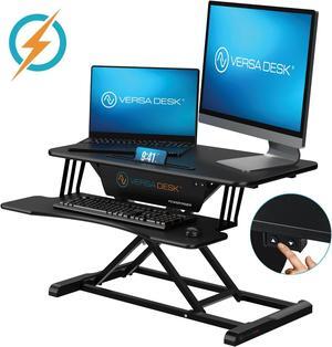 VersaDesk® PowerRiser 32" x 24" Electric Height Adjustable Standing Desk Converter  Desk Riser for Dual Monitors and Laptop Workstations, Black