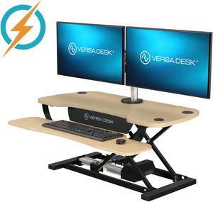 VersaDesk® Electric Standing Desk Converter, 36" PowerPro Height Adjustable Sit-Stand Desktop Riser with Keyboard Tray, Built-in USB Charging Port, 80 lbs Capacity, Push-Button Switch Maple VersaDesk® Electric Standing Desk Converter, 36" PowerPro Height Adjustable Sit-Stand Desktop Riser with Keyboard Tray, Built-in USB Charging Port, 80 lbs Capacity, Push-Button Switch Maple
