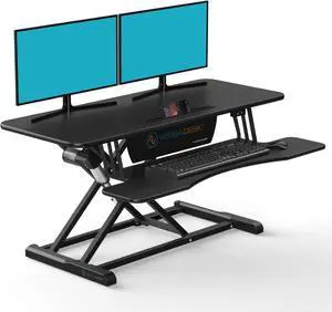 VersaDesk® PowerRiser 40" x 24" Electric Height Adjustable Standing Desk Converter  Desk Riser for Dual Monitor and Laptop Workstations, Black