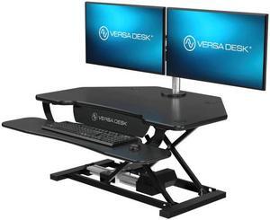 VersaDesk® PowerPro® 36" x 31" Corner Electric Standing Desk Converter with USB Charging Port  Black