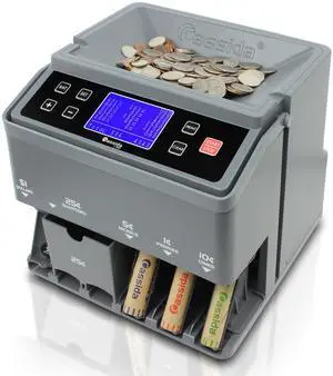 Cassida C300 Professional USD Coin Counter, Sorter and Wrapper/Roller, 300 coins/min, with Quickload and Printing-Compatible,Gray