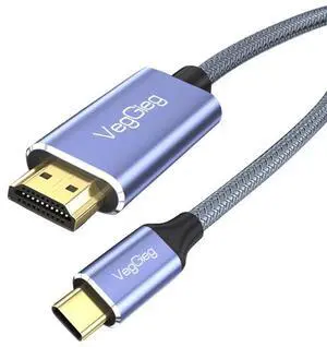 VegGieg - V-Z625-6.6FT/2M USB C to HDMI Cable 4K - Anti-Interference Gold-Plated Plugs - Thunderbolt 3 & 4 Compatible for iPhone 15 Series/MacBook/iPad Pro/Surface/Dell/HP (V-Z625)
