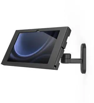 Compulocks Galaxy Tab S9/S9FE 10.9" Wall Mount Enclosure  Secure Swing Arm Mount for Tablet  Apex Enclosure  Commercial Display Wall Stand for Office, Bussines Events - Black