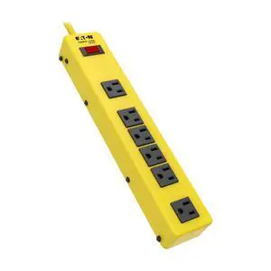 Eaton TLM626NS Heavy Duty Power Strip, Safety Yellow Metal Housing, 6 Outlets, 6 Foot / 1.8 Meter Cord, Keyhole Mounting Slots, Industrial Garage Work Shop Bench Eaton TLM626NS Heavy Duty Power Strip, Safety Yellow Metal Housing, 6 Outlets, 6 Foot / 1.8 Meter Cord, Keyhole Mounting Slots, Industrial Garage Work Shop Bench