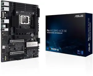 ASUS Pro WS Z890-ACE SE Z890 LGA 1851 ATX Motherboard, Intel® Core Ultra Series 2 Ready, Advanced AI PC-Ready, PCIe® 5.0, DDR5, 10G & 2.5G LAN, 4X M.2, USB 20Gbps, Thunderbolt 4, onboard BMC, AI OC ASUS Pro WS Z890-ACE SE Z890 LGA 1851 ATX Motherboard, Intel® Core Ultra Series 2 Ready, Advanced AI PC-Ready, PCIe® 5.0, DDR5, 10G & 2.5G LAN, 4X M.2, USB 20Gbps, Thunderbolt 4, onboard BMC, AI OC