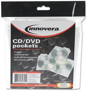 Innovera 39701 CD/DVD Pockets 25/Pack