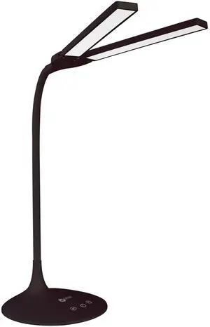 OttLite Pivot LED Desk Lamp  3 Color Modes, 40-Minute Shut-Off Timer, Adjustable Neck, ClearSun LED, Touch Activated Controls, Gradual Dimmer, for Working, Crafting, Sewing, Studying (Black)