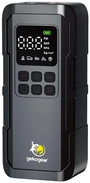 myGEKOgear Tire Inflator Portable Air Compressor - 150PSI Portable Air Pump, Accurate Pressure LCD Display, 5 Preset Modes, Fast Inflation for Cars, Bikes & Motorcycle Tires, Balls