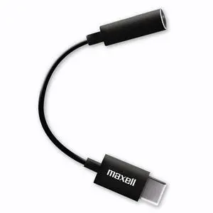 Maxell Sync Up USB-C Headphone Adapter, 3.5mm Audio Jack to USB-C, Reversible, 197294, Black Maxell Sync Up USB-C Headphone Adapter, 3.5mm Audio Jack to USB-C, Reversible, 197294, Black