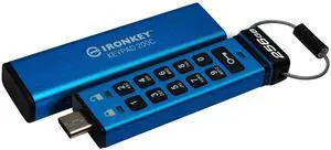 Kingston Ironkey Keypad 200 USB-C 256GB Encrypted Flash Drive | OS Independent | FIPS 140-3 Level 3 | XTS-AES 256-bit | BadUSB and Brute Force Protection | Multi-Pin Option | IKKP200C/256GB Kingston Ironkey Keypad 200 USB-C 256GB Encrypted Flash Drive | OS Independent | FIPS 140-3 Level 3 | XTS-AES 256-bit | BadUSB and Brute Force Protection | Multi-Pin Option | IKKP200C/256GB