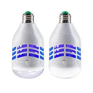 PIC LED Bug Zapper Light Bulb, Compact Mosquito Zapper, Electric Insect Killer, White, Fit Standard Bulb Socket, Kills Bug on Contact, Bug Catcher for Home, 2 Pack PIC LED Bug Zapper Light Bulb, Compact Mosquito Zapper, Electric Insect Killer, White, Fit Standard Bulb Socket, Kills Bug on Contact, Bug Catcher for Home, 2 Pack