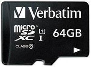 VERBATIM  Microsdxc Memory Card With Sd Adapter, Class 10, 64gb