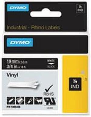 DYMO Rhino Permanent Vinyl Industrial Label Tape, 3/4" X 18 Ft, Black/white Print