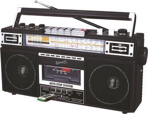 Supersonic SC-3201BT-BK Retro 4-band Radio And Cassette Player With Bluetooth