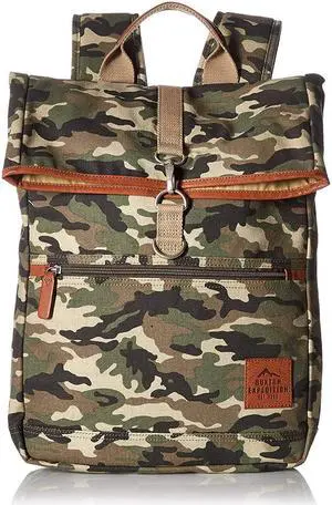 Buxton Men's Expedition II Huntington Gear Fold-Over Canvas Backpack CAMO