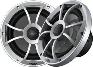 Wet Sounds RECON 8-S RGB 8" Coaxial Speakers w/ Silver Open Grilles, Integrated RGB LEDs and Waterproof Connector - Pair