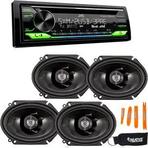 JVC KD-T915BTS - CD, Bluetooth, Dual USB, AUX, Amazon Alexa, SirusXM Ready + Two Pairs Of JVC 6x8" Speakers