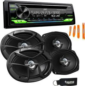 JVC KD-T915BTS - CD, Bluetooth, Dual USB, AUX, Amazon Alexa, SirusXM Ready + Two Pairs Of JVC 6x9" Speakers