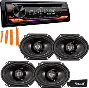 JVC KD-TD91BTS - CD Receiver w/ Bluetooth, Front USB, AUX, Amazon Alexa, SirusXM Ready + Two Pairs Of JVC 6x8" Speakers
