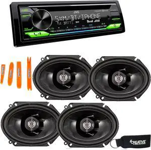 JVC KD-T910BTS - CD Receiver w/ Bluetooth, Front USB, AUX, Amazon Alexa, SirusXM Ready + Two Pairs Of JVC 6x8" Speakers