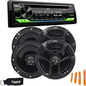 JVC KD-T915BTS - CD, Bluetooth, Dual USB, AUX, Amazon Alexa, SirusXM Ready + Two Pairs Of JVC 6.5" Speakers