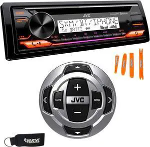 JVC KD-T91MBS Marine Stereo w/ CD, BT, USB, SiriusXM Ready, Amazon Alexa + RM-RK62M Wired Marine Remote Control JVC KD-T91MBS Marine Stereo w/ CD, BT, USB, SiriusXM Ready, Amazon Alexa + RM-RK62M Wired Marine Remote Control