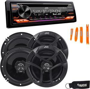 JVC KD-TD91BTS - CD Receiver w/ Bluetooth, Front USB, AUX, Amazon Alexa, SirusXM Ready + Two Pairs Of JVC 6.5" Speakers