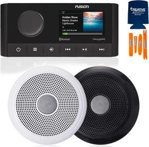 Fusion MS-RA210 Marine AM/FM/BT/NEMA2000/Sirius XM Ready Stereo with 1 Pair Fusion XS-F65CWB XS Series 6.5" Coax, Classic White & Black Grille
