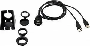 Stinger SSUSB2 Panel Mount Dual USB Cable With Multi Mount Accessories 4ft