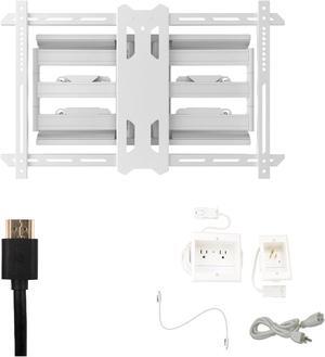 Kanto PDX650W Tv Mounting package W/ DUAL outlet thru wall power kit And HDMI Cable