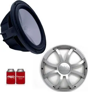 Wet Sounds REVO8FA-B 8" 4 ohm Black Subwoofer with REVO8XS-SGRILL Silver XS Open Style Grill for the REVO 8" Subwoofer