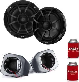 Wet Sounds RECON 6-BG 6.5" Black Grill Marine Speakers with RG4-F65U Ranger XP1000 2018 and up Front Speaker Pods