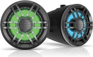 Fusion XS-FLT652SPB XS Series 6.5" Marine Wake Tower Speakers with RGB LED Lighting - Black