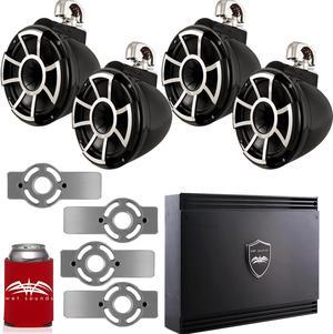 Wet Sounds for Mastercraft 2007 & Up - Two Pairs Of REV10 10" Black Swivel Tower Speakers with Adapters & SD2 Amplifier
