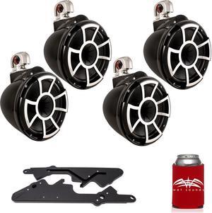 Wet Sounds For Malibu G3 Tower System Two Pairs of REV10B-SC 10" Black Swivel Mount Tower Speakers & Black Adapters