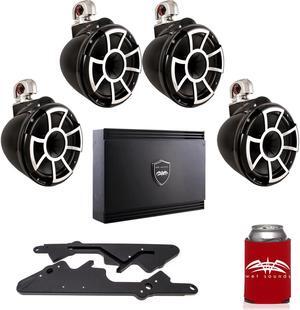 Wet Sounds For Malibu G3: Two Pairs of REV10B-SC 10" Black Swivel Tower Speakers with G3 Adapters & SD2 Amplifier
