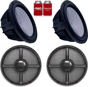 Wet Sounds (2) REVO8FA-B 8" 4 ohm Black Subwoofer with (2) REVO8XW-BGRILL Black XW Closed Style Grill