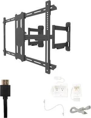 Kanto PDC650 Tv Mounting package W/ DUAL outlet thru wall power kit And HDMI Cable